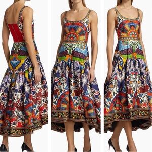 Alice + Olivia Diana Floral Cotton-Blend Sleeveless Fit & Flare Midi-Dress
